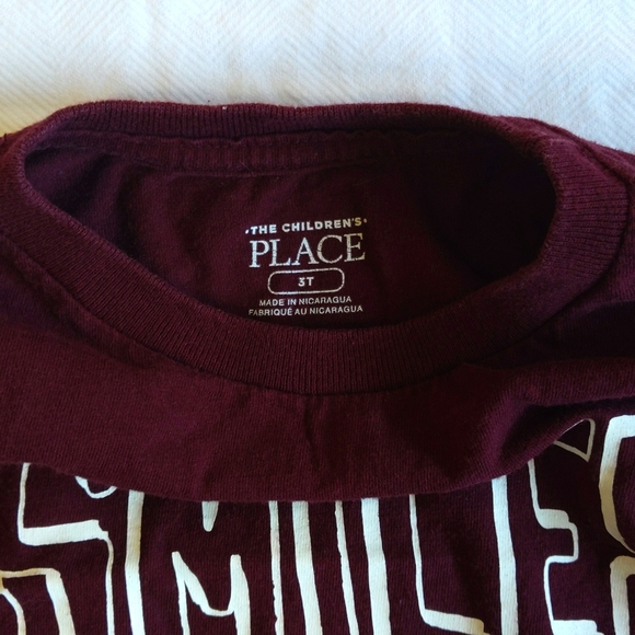children's place maroon smile graphic long sleeve shirt 3T toddler unisex - Picture 4 of 6